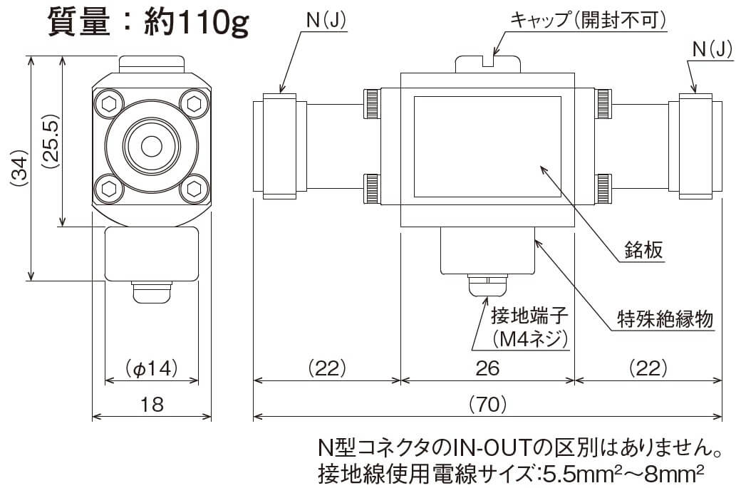 同軸ケーブルSPD CS-NJJ50-T90FG-hp外形